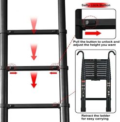 Best Quality Telescoping Ladder 20ft/6.2m Aluminum Extension Folding Ladder  with 2 Hooks, Portable Heavy Duty Multi-Purpose Telescopic Ladder with Slip-Proof  Feet, , 330LBS Capacity, Ladder for Home Loft or RV with nice